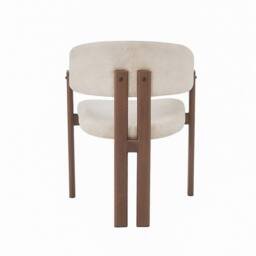 Rolipo Set of 6 Beige Linen Dining Chairs with Walnut Effect Metal Legs - thumbnail 9