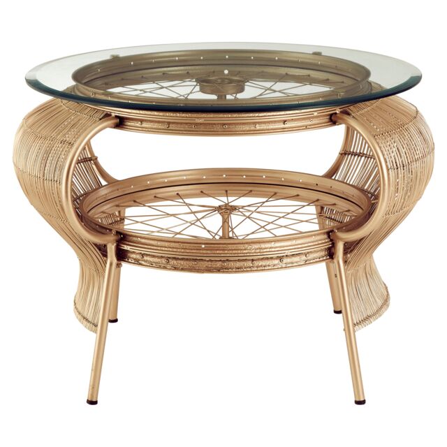 Orsina Durable Gold Finish Table, Side Table For Livingroom, Modern Aesthetic Design Bedside Table in Rose Gold - image 1