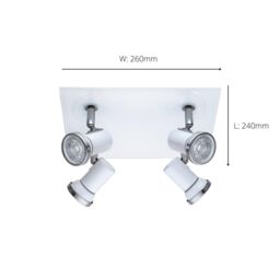 Eglo Tamara 1 Metal 4-Light Wired Ceiling Spot Light in White - thumbnail 3