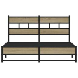 Berkfield Home Metal Bed Frame without Mattress Sonoma Oak 150x200 cm King Size in Brown - thumbnail 4