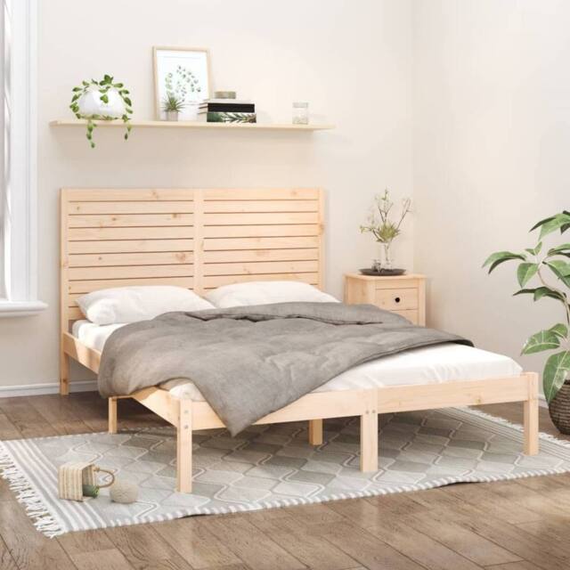 Berkfield Home Bed Frame Solid Wood 120x200 cm in Brown - Size: Small Double - image 1
