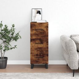 Berkfield Home Sideboard Smoked Oak 34.5x34x90 cm Engineered Wood in Brown - thumbnail 1