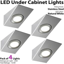 Loops 4x BRUSHED NICKEL Wedge Surface Under Cabinet Kitchen Light & Driver Kit - Natural White LED in Metallics - thumbnail 3