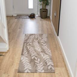 JVL Mega Doormat & Runner - Leaves in Light Brown - Size: 100 cm diameter - thumbnail 6