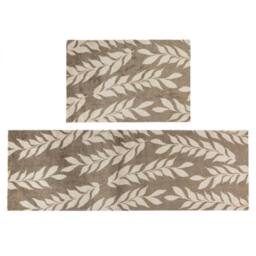 JVL Mega Doormat & Runner - Leaves in Light Brown - Size: 100 cm diameter - thumbnail 1