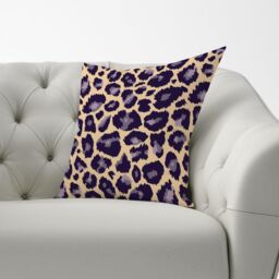 Warren Reed - Designer Leopard Print Cushions in Purple - Size: 45 cm x 45 cm - thumbnail 2