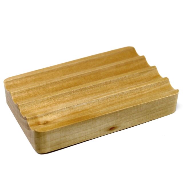KDMD Hemu Wood Soap Dish - Corrugated in Brown - image 1