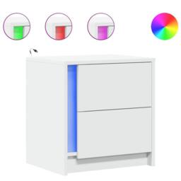Berkfield Home Bedside Cabinets with LED Lights 2 pcs White Engineered Wood