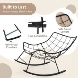 Costway Rocking Chair Oversized Egg Papasan Chair in Beige - thumbnail 9