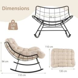 Costway Rocking Chair Oversized Egg Papasan Chair in Beige - thumbnail 4