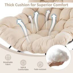 Costway Rocking Chair Oversized Egg Papasan Chair in Beige - thumbnail 6