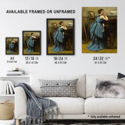 Artery8 Camille Corot Lady in Blue La Dame en Bleu Framed Wall Art Print - Size: A4 - thumbnail 3