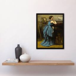 Artery8 Camille Corot Lady in Blue La Dame en Bleu Framed Wall Art Print - Size: A4 - thumbnail 4