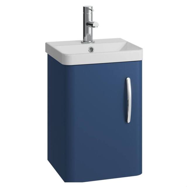 Balterley Handsacre Contemporary Wall Hung Vanity Basin Unit, Satin Blue, 400mm in Blue - image 1