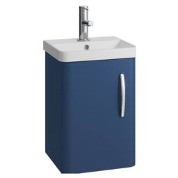 Balterley Handsacre Contemporary Wall Hung Vanity Basin Unit, Satin Blue, 400mm in Blue