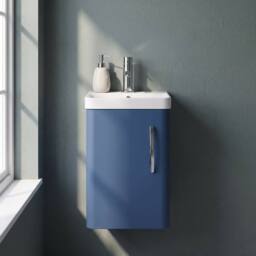 Balterley Handsacre Contemporary Wall Hung Vanity Basin Unit, Satin Blue, 400mm in Blue - thumbnail 5