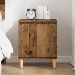 Berkfield Home Old Wood Bedside Table Old wood Solid Reclaim wood 40 x 30 x 50 cm in Brown - thumbnail 4
