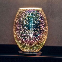 Loops 2 PACK Touch On/Off Table Lamp Holographic Glass Shade Unique Bedside Desk Light in Clear - thumbnail 3