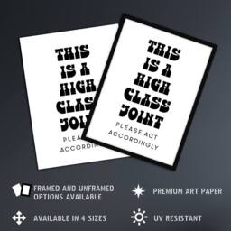 Artery8 High Class Joint Act Accordingly Funny Cheeky Framed Wall Art Print in White - Size: A4 - thumbnail 2