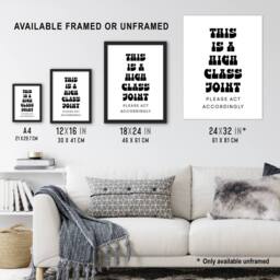 Artery8 High Class Joint Act Accordingly Funny Cheeky Framed Wall Art Print in White - Size: A4 - thumbnail 3