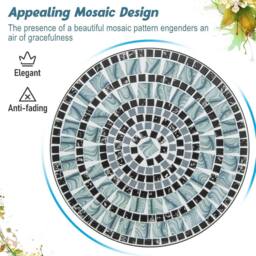 Costway Garden Side Table Metal Frame Round Mosaic Coffee Table Dining Table - thumbnail 3