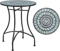 Costway Garden Side Table Metal Frame Round Mosaic Coffee Table Dining Table - thumbnail 1