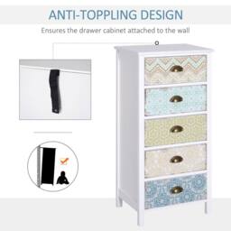 STILVORA 5 Drawer Chest with wooden structure in multicolour in White - thumbnail 5