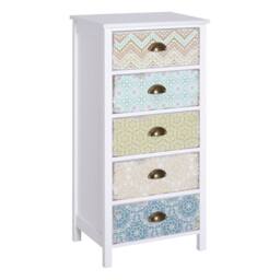 STILVORA 5 Drawer Chest with wooden structure in multicolour in White - thumbnail 4