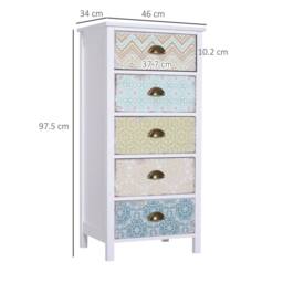 STILVORA 5 Drawer Chest with wooden structure in multicolour in White - thumbnail 3