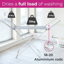 Neo Electric Heated Winged Airer Clothes Dryer Rack in Silver - thumbnail 2