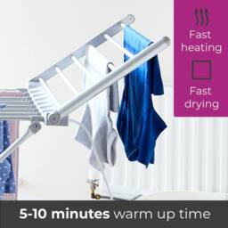 Neo Electric Heated Winged Airer Clothes Dryer Rack in Silver - thumbnail 4