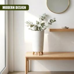 KORVIXA Tall Plant Pot with Legs 23.9cm Indoor Outdoor in White - thumbnail 3