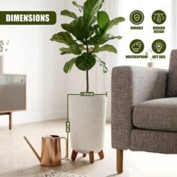KORVIXA Tall Plant Pot with Legs 23.9cm Indoor Outdoor in White - thumbnail 2