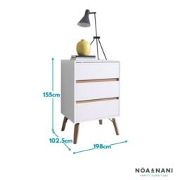 Nöa and Nani Otto Chest of Drawers Tall 3 Drawer in White - thumbnail 7