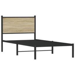 Berkfield Home Metal Bed Frame without Mattress Sonoma Oak 80x200 cm in Brown - thumbnail 3
