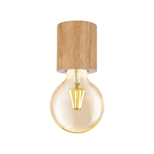 Loops Flush Ceiling Light Simple 1 x Round Brown Wood Bulb Holder Bulb E27 28W - image 1
