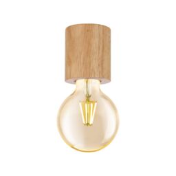 Loops Flush Ceiling Light Simple 1 x Round Brown Wood Bulb Holder Bulb E27 28W - thumbnail 1