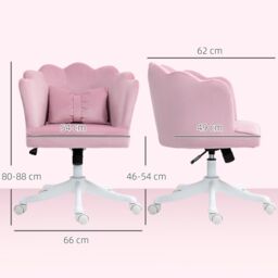 HOMCOM Armless Desk Chair Home Office Chair w/ Wide Seat Tilt Function Pink - thumbnail 3