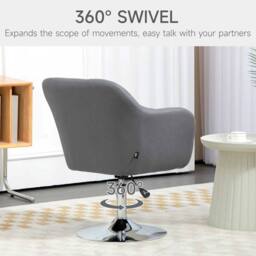 NESTLUNE Stylish Retro Swivel Tub Chair Steel Frame Cushion in Grey - Size: 100 cm x 15 cm - thumbnail 5