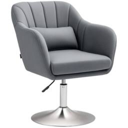 NESTLUNE Stylish Retro Swivel Tub Chair Steel Frame Cushion in Grey - Size: 100 cm x 15 cm