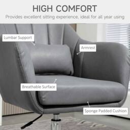 NESTLUNE Stylish Retro Swivel Tub Chair Steel Frame Cushion in Grey - Size: 100 cm x 15 cm - thumbnail 2