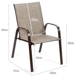 Costway Set of 2 Patio Chairs Portable High Back Garden Camping Dining Chairs with Armrest in Grey - thumbnail 2