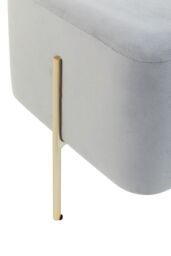 Orsina Square Grey Velvet Accent Stool With Gold Legs, Velvet Upholstered Stool, Contemporary Pouffe For Vanity - thumbnail 4