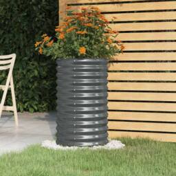 Berkfield Home Durable Garden Planter Powder-coated Steel 40x40x68 cm Anthracite in Charcoal - Size: 40 x 40 x 68 cm - thumbnail 2