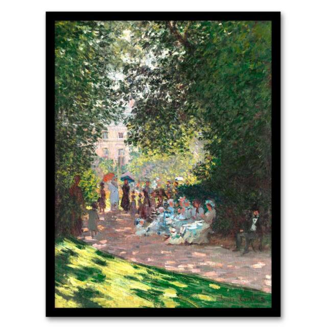 Artery8 Claude Monet Framed Wall Art Print Monceau Park in the Afternoon in Green - Size: A4 - image 1