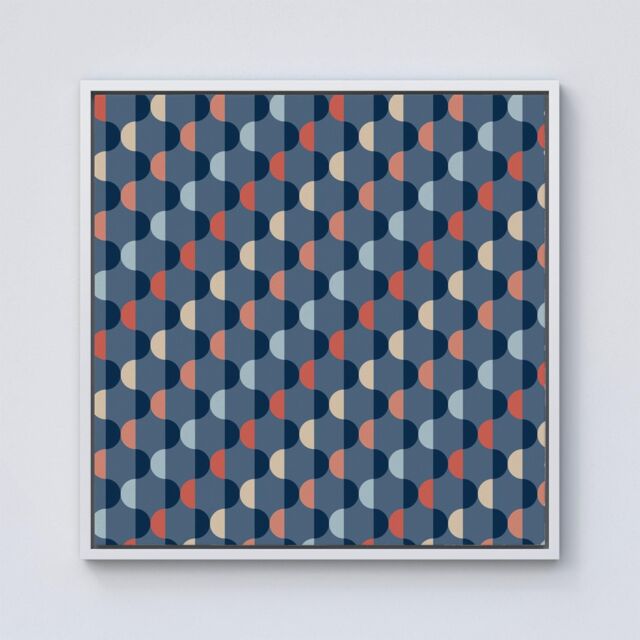 Warren Reed - Designer Geometric Pattern Framed Canvas in Off-White - Size: w40 inch x h40 inch - image 1