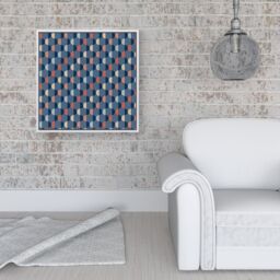 Warren Reed - Designer Geometric Pattern Framed Canvas in Off-White - Size: w40 inch x h40 inch - thumbnail 2