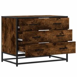 Berkfield Home Drawer Cabinet Smoked Oak 70x41x56 cm Engineered Wood in Brown - Size: 70 x 41 x 56 cm - thumbnail 5