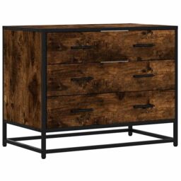 Berkfield Home Drawer Cabinet Smoked Oak 70x41x56 cm Engineered Wood in Brown - Size: 70 x 41 x 56 cm - thumbnail 2