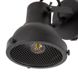 Happy Homewares Vintage & Industrial Matte Black Spot Wall Light Fitting with Grill - thumbnail 6